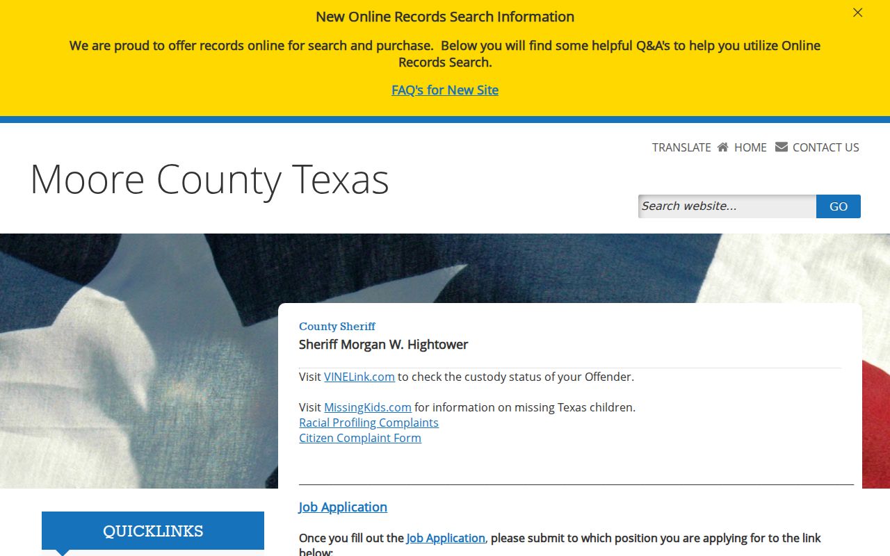 Moore County arrest search through the Sheriff and jail