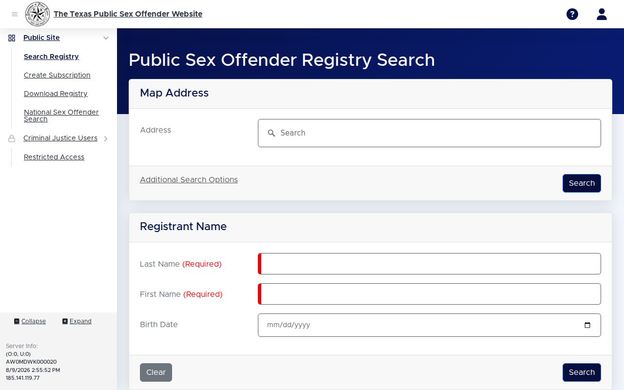 Moore County sex offender registry public profile field layout