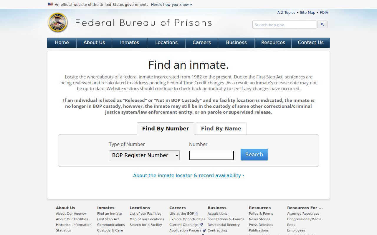 Sunray criminal record follow-up through the federal inmate locator