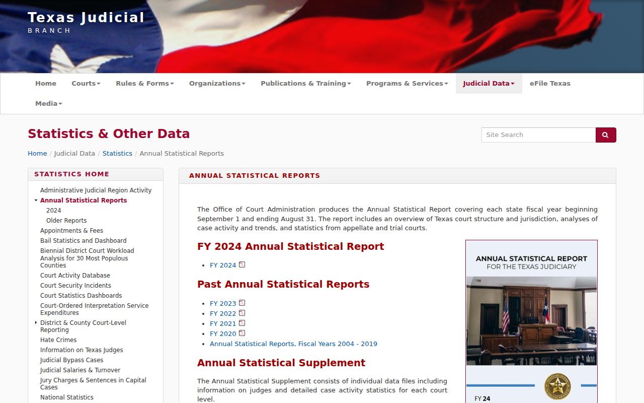 Sunray criminal court record context in Texas annual statistical reports